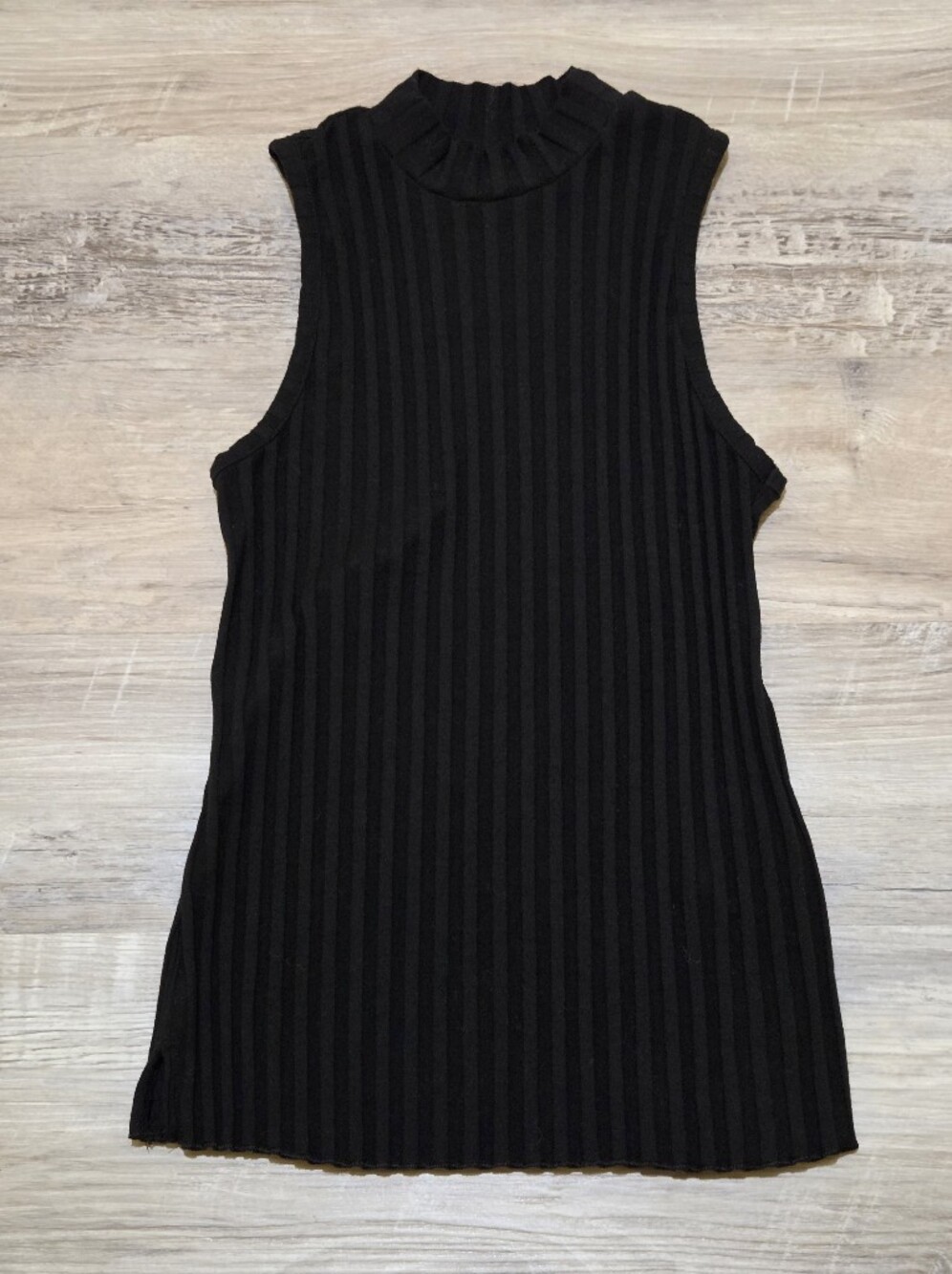 🛍A New Day Black Sleeveless Ribbed Mock-Neck Top Womens XS